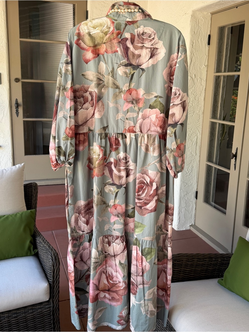 ANTHROPOLOGIE Loverly Grey Maeve Bettina Floral Tiered Shirt Dress - Picture 2 of 7